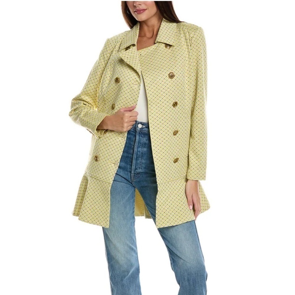 Cabi Women’s Hobnob Topper Jacket Swing Coat Daffodil Yellow Geometric Design S - Picture 2 of 15